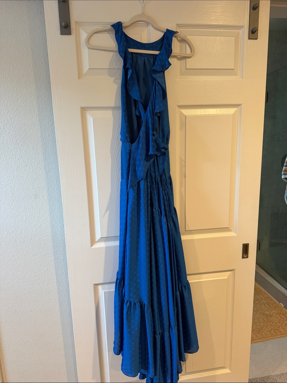 Free People Royal Blue Ruffled Maxi Dress